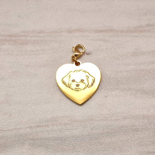 Engraved Shih Tzu Heart Pendant