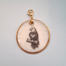 Animal Art on White Mother of Pearl Bag Charm Small