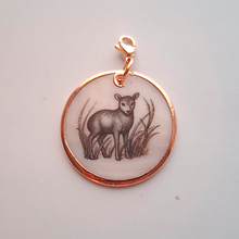 Animal Art on White Mother of Pearl Bag Charm Small