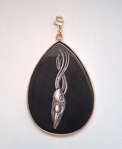 Animal Art on Black Agate Bag Charm