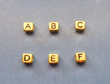 Gold Cube Letter Bead Charm