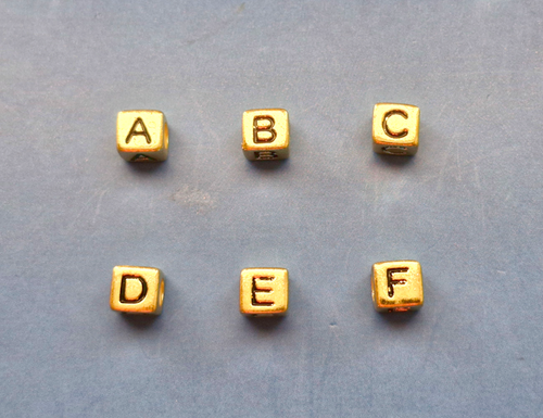 Gold Cube Letter Bead Charm