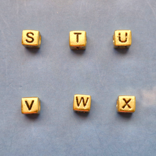 Gold Cube Letter Bead Charm