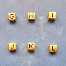 Gold Cube Letter Bead Charm