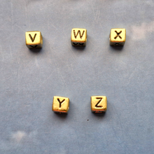 Gold Cube Letter Bead Charm