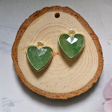 Green Quartz Heart Rim Set Dangles