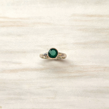 Green Agate Silver Hammered Maxi Ring