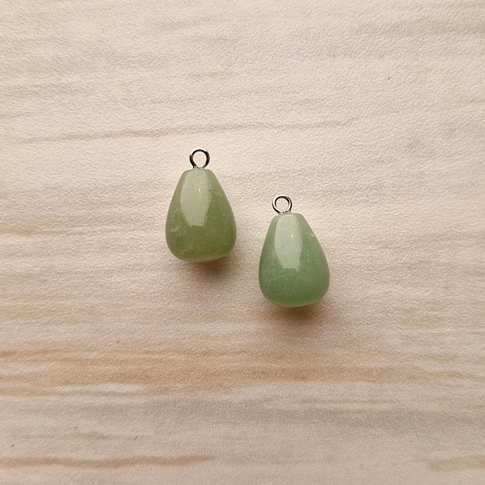 Green Jade Cabochon Briolette Drop Dangles