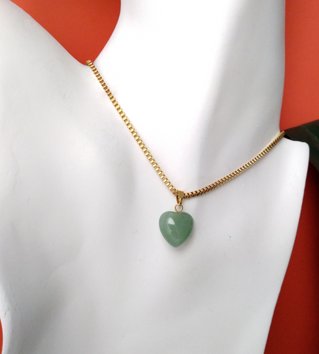 Heart Cabochon Single Gem Drop Necklace