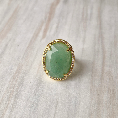 Haloed Green Quartz Cocktail Ring