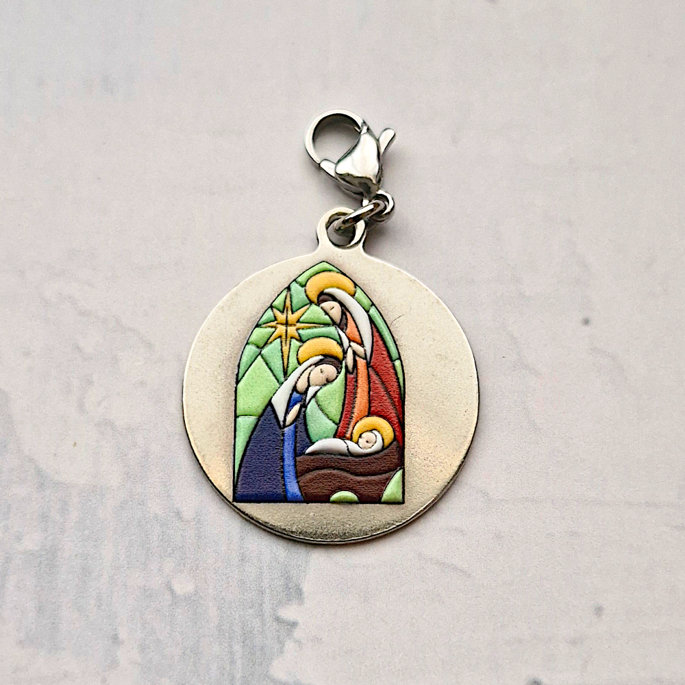 Holy Family Stained Glass Colored Pendant