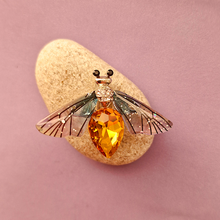 Resin and Yellow Cubic Zirconia Honeybee Brooch