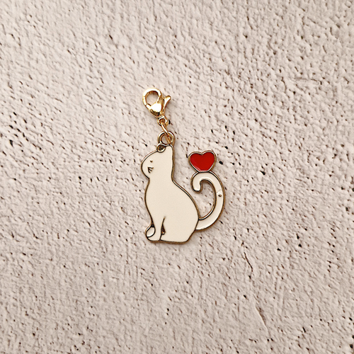 I Heart White Cats Charm