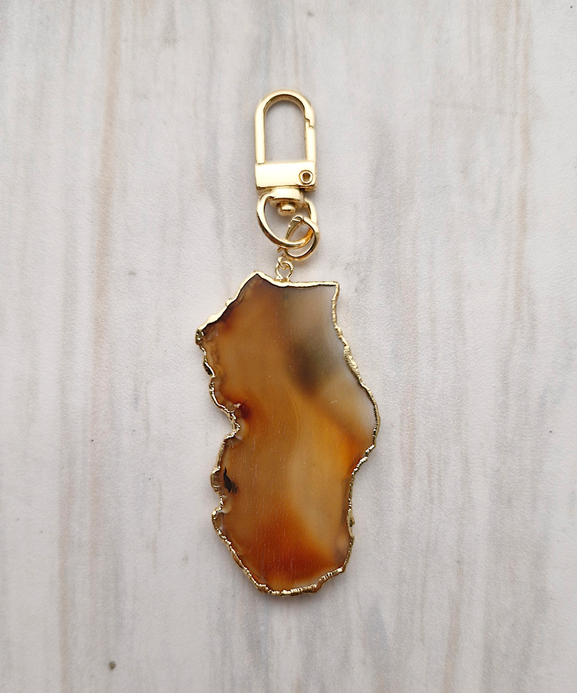 Irregular Banded Agate Slices Bag Charm
