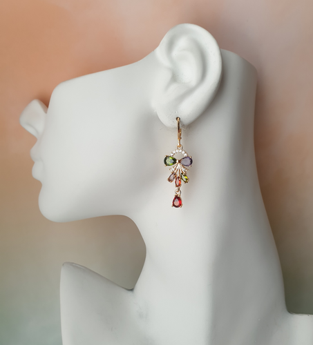 Jeweled Bow Hoop Earrings