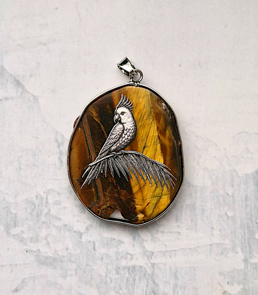 Animal Art on Tiger's Eye Bag Charm/Pendant