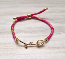 Kelly Moonstone Rose Metallic Corded Slider Bracelet