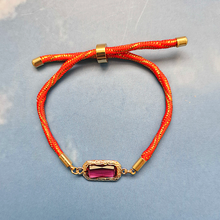 Kelly Gem Glass Accent Metallic Corded Slider Bracelet