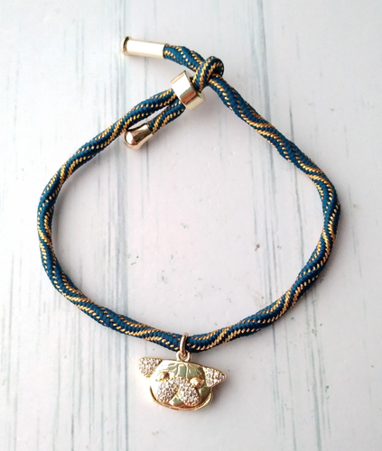Kelly Jeweled Pug Corded Slider Bracelet