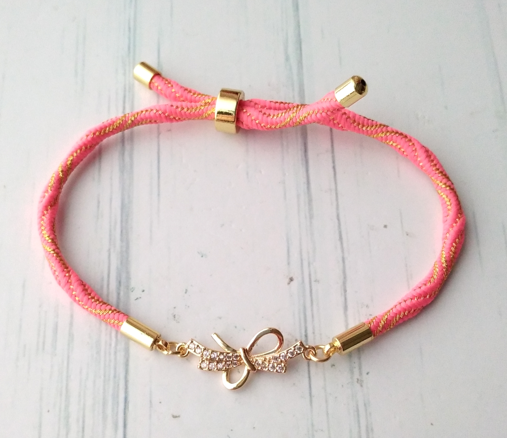 Kelly Jeweled Ribbon Corded Slider Bracelet