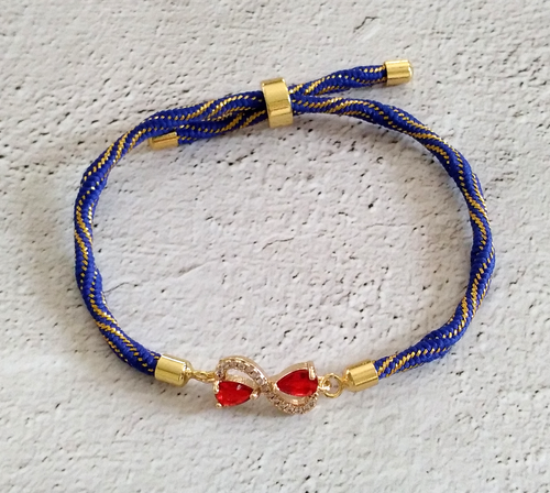 Kelly Lucky Red Infinity Loop Metallic Corded Slider Bracelet