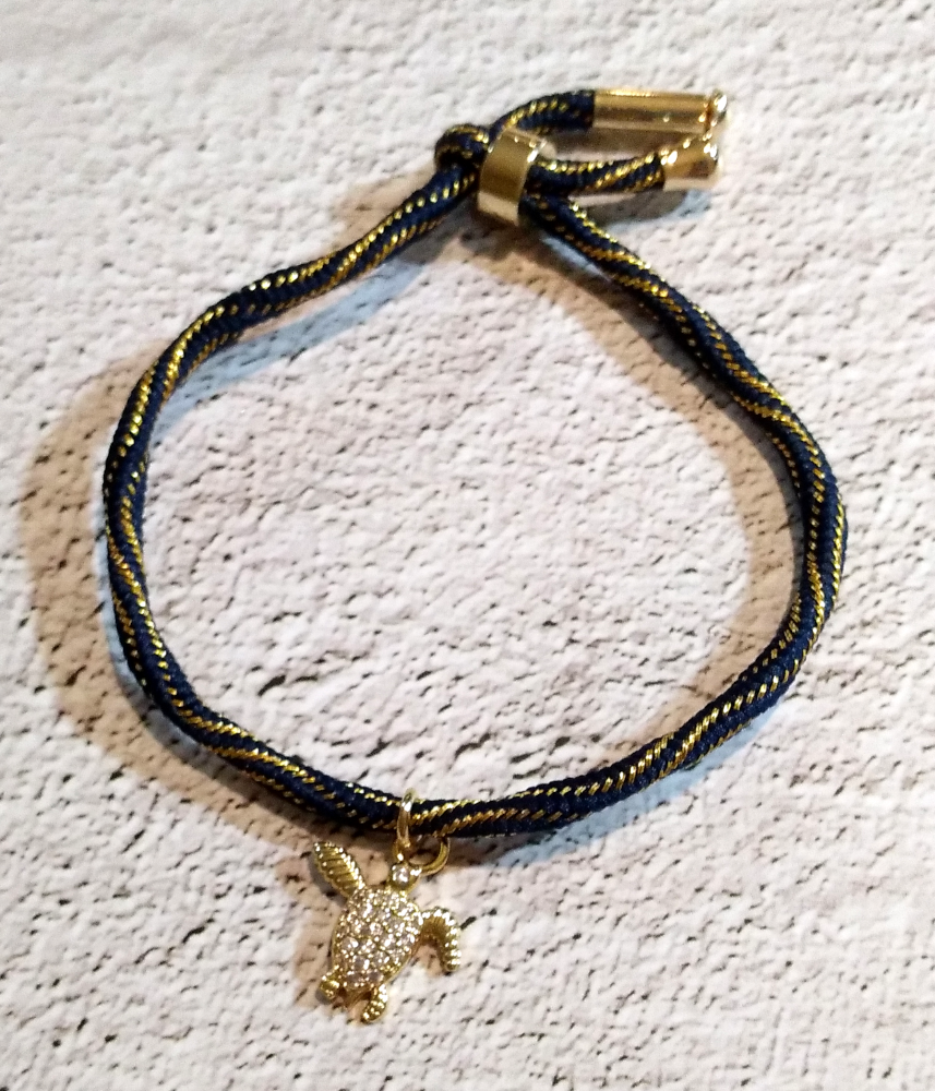 Kelly Jeweled Pawikan Metallic Corded Slider Bracelet