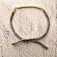 Kelly White Tennis Style Metallic Corded Slider Bracelet