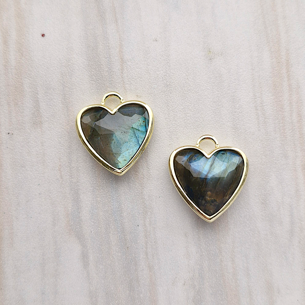 Labradorite Heart Rim Set Dangles