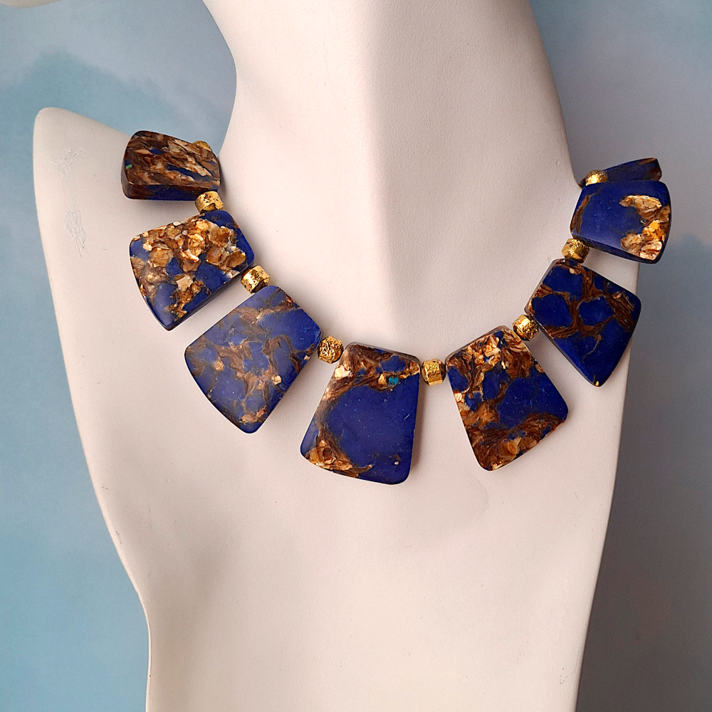 Lapis Lazuli with Bronzite Collarbone Necklace