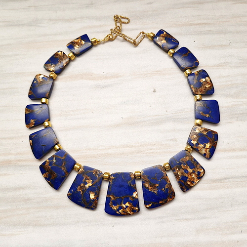 Lapis Lazuli with Bronzite Collarbone Necklace