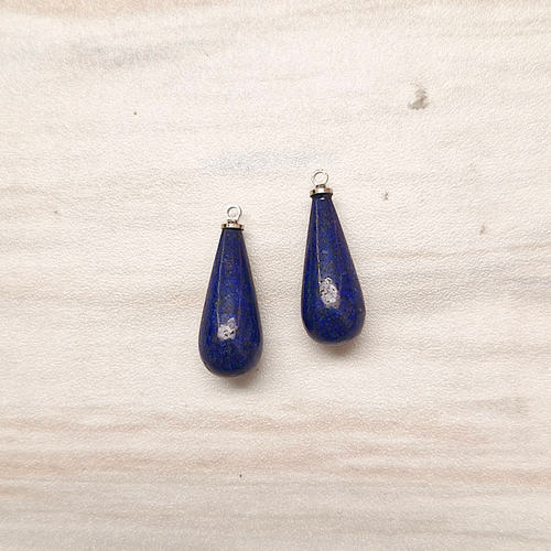 Lapis Lazuli Cabochon Briolette Drop Dangles