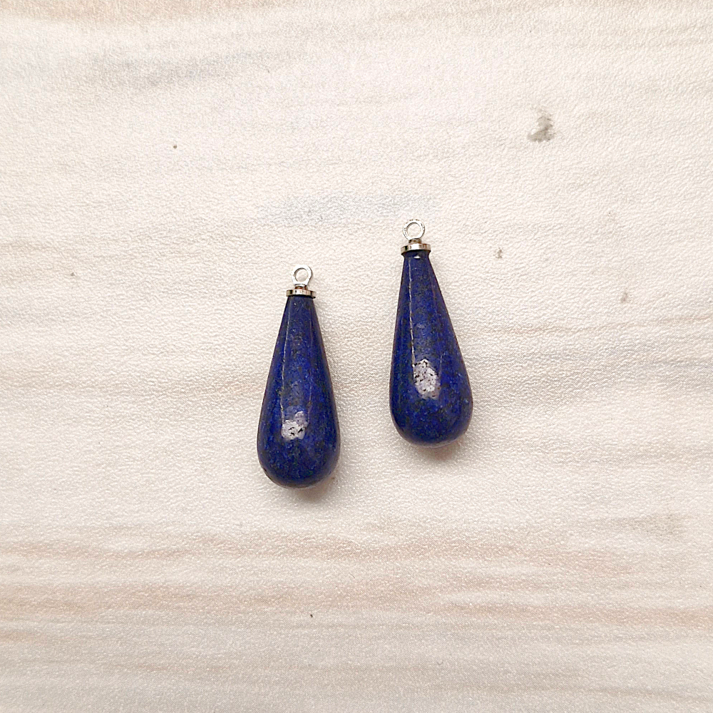 Lapis Lazuli Cabochon Briolette Drop Dangles