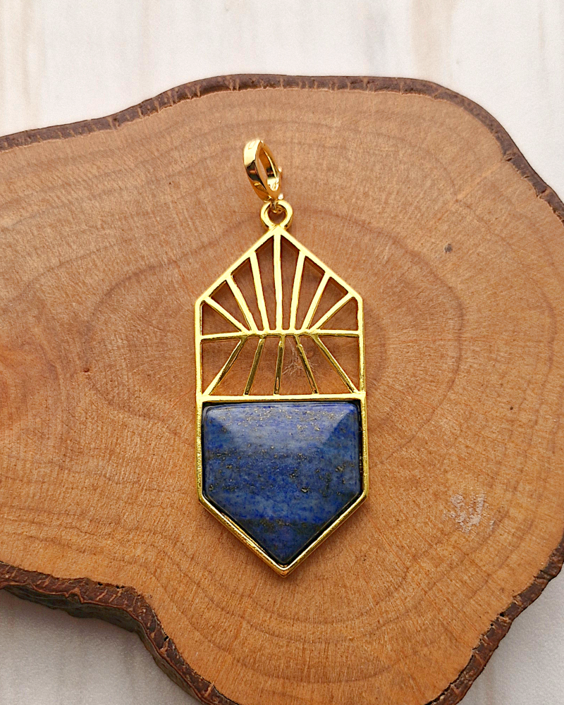 Lapis Lazuli Deco Sunray Necklace Pendant