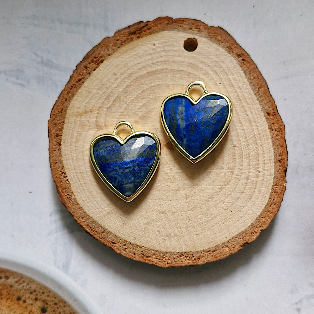 Lapis Lazuli Heart Rim Set Dangles