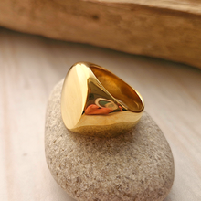 Large Round Signet Ring Gold