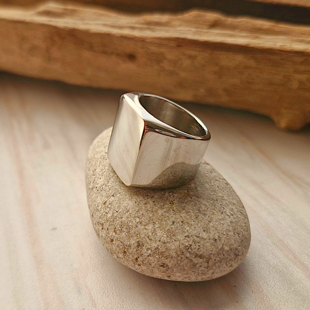 Large Square Signet Ring Silver