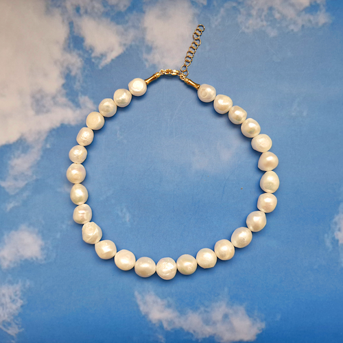 Large White Freshwater Baroque Pearl Necklace