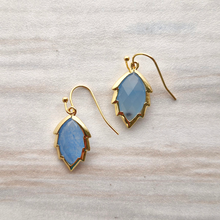 Gemstone Leaf Cut Single Drop Earrings