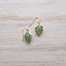 Gemstone Leaf Cut Single Drop Earrings