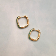 Linear Square Pave Hugger Earrings