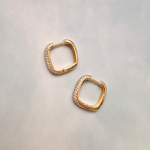 Linear Square Pave Hugger Earrings