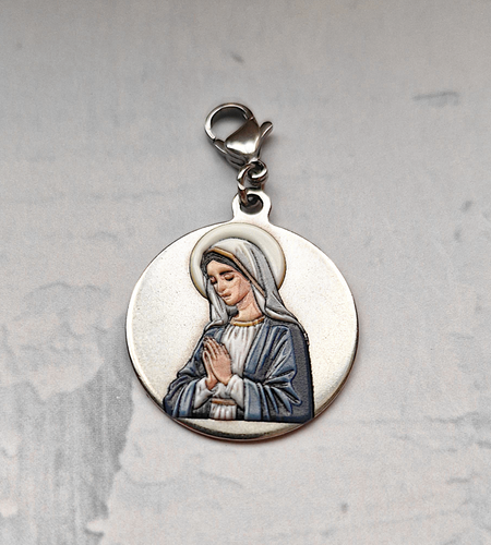 Mama Mary Round Colored Pendant