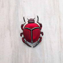 Enameled Blue Beetle Brooch
