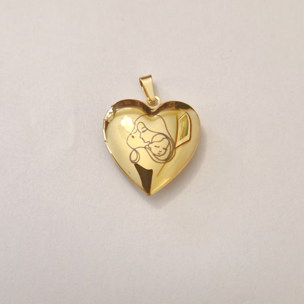 Engraved Mother and Child Locket Charm
