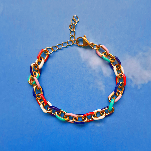 Multicolor Enamel Link Bracelets