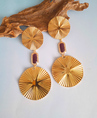 Araw Drop Earrings – Gold & Red Jade | As Seen at Miss Universe Philippines