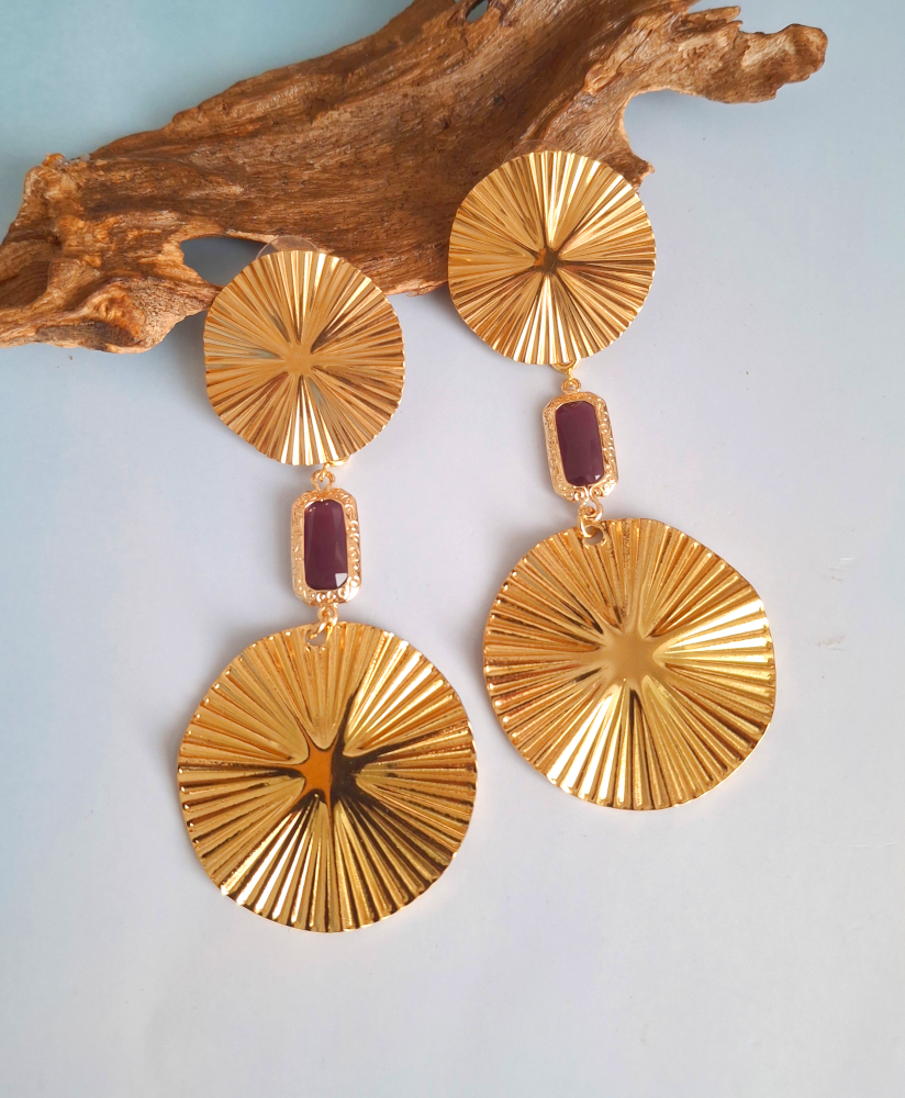 Araw Drop Earrings – Gold & Red Jade | As Seen at Miss Universe Philippines