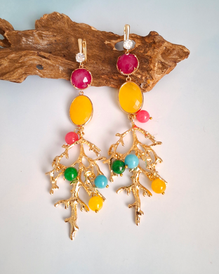 Eden Drop Earrings – Gold & Multi-Color Jade | As Seen at Miss Universe Philippines