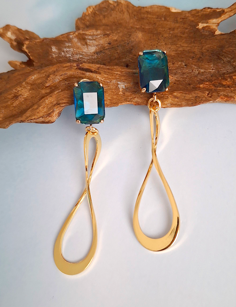 Infinity Drop Earrings – Teal Glass & Gold | As Seen at Miss Universe ...