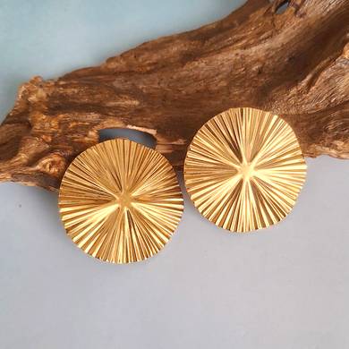 Pleated Circle Stud Earrings – Gold | As Seen at Miss Universe Philippines